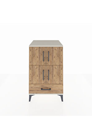 Kronos Komodin 4 Raflı Tek Çekmeceli 4 Kapaklı 60x59x96 Aytaşı-Çam