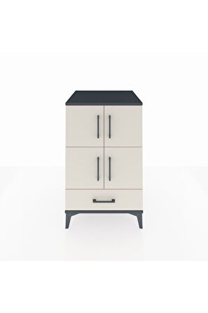 Kronos Komodin 4 Raflı Tek Çekmeceli 4 Kapaklı 60x59x96 Antrasit-Aytaşı