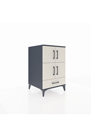 Kronos Komodin 4 Raflı Tek Çekmeceli 4 Kapaklı 60x59x96 Antrasit-Aytaşı