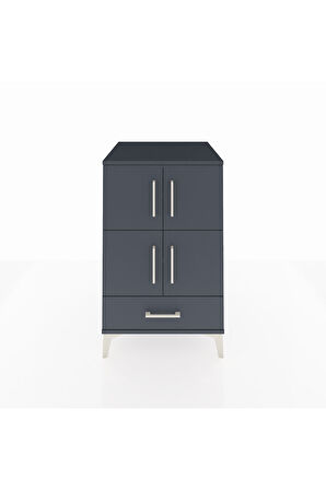 Kronos Komodin 4 Raflı Tek Çekmeceli 4 Kapaklı 60x59x96 Antrasit-Antrasit