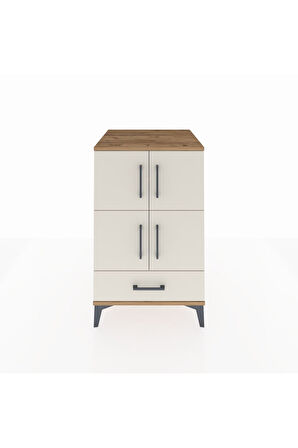 Kronos Komodin 4 Raflı Tek Çekmeceli 4 Kapaklı 60x59x96 Çam-Aytaşı