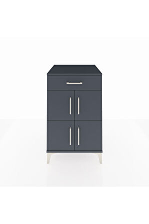 Kronos Komodin Tek Raflı Tek Çekmeceli 4 Kapaklı 60x59x96 Antrasit-Antrasit