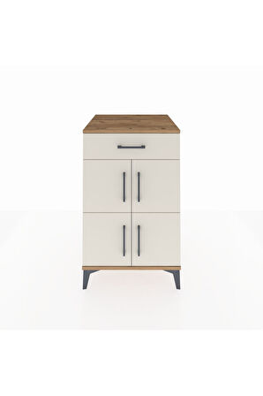 Kronos Komodin Tek Raflı Tek Çekmeceli 4 Kapaklı 60x59x96 Çam-Aytaşı