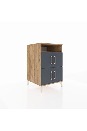 Kronos Komodin 2 Raflı 4 Kapaklı 60x59x96 Çam-Antrasit