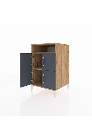 Kronos Komodin 2 Raflı 4 Kapaklı 60x59x96 Çam-Antrasit