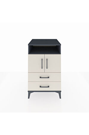 Kronos Komodin 2 Raflı 2 Çekmeceli 2 Kapaklı 60x59x96 Antrasit-Aytaşı