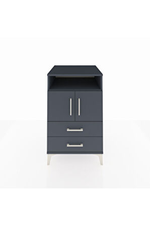 Kronos Komodin 2 Raflı 2 Çekmeceli 2 Kapaklı 60x59x96 Antrasit-Antrasit