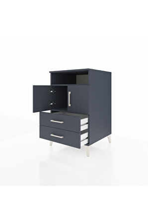 Kronos Komodin 2 Raflı 2 Çekmeceli 2 Kapaklı 60x59x96 Antrasit-Antrasit