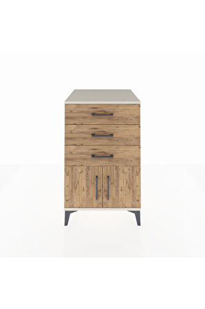 Kronos Komodin 3 Çekmeceli 2 Kapaklı 60x59x96 Aytaşı-Çam