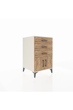 Kronos Komodin 3 Çekmeceli 2 Kapaklı 60x59x96 Aytaşı-Çam