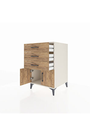 Kronos Komodin 3 Çekmeceli 2 Kapaklı 60x59x96 Aytaşı-Çam