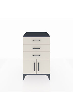 Kronos Komodin 3 Çekmeceli 2 Kapaklı 60x59x96 Antrasit-Aytaşı