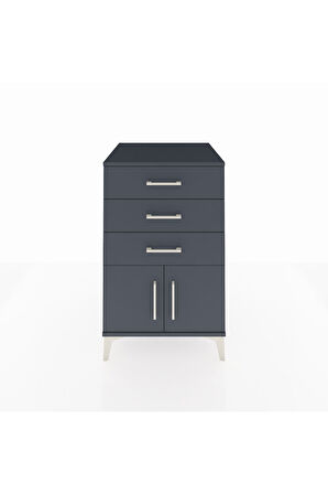 Kronos Komodin 3 Çekmeceli 2 Kapaklı 60x59x96 Antrasit-Antrasit