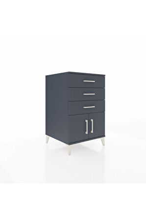 Kronos Komodin 3 Çekmeceli 2 Kapaklı 60x59x96 Antrasit-Antrasit