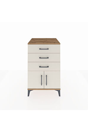 Kronos Komodin 3 Çekmeceli 2 Kapaklı 60x59x96 Çam-Aytaşı