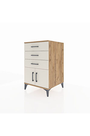 Kronos Komodin 3 Çekmeceli 2 Kapaklı 60x59x96 Çam-Aytaşı