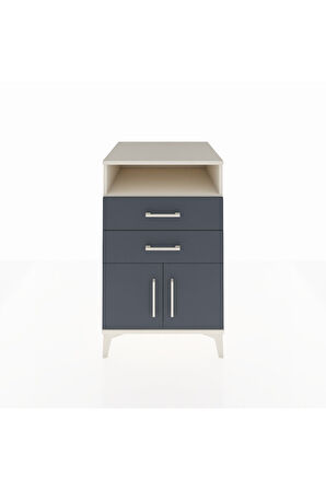 Kronos Komodin Tek Raflı 2 Çekmeceli 2 Kapaklı 60x59x96 Aytaşı-Antrasit