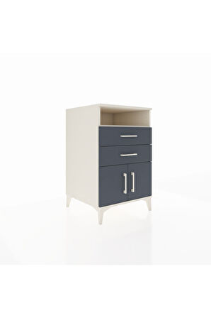 Kronos Komodin Tek Raflı 2 Çekmeceli 2 Kapaklı 60x59x96 Aytaşı-Antrasit