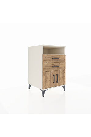 Kronos Komodin Tek Raflı 2 Çekmeceli 2 Kapaklı 60x59x96 Aytaşı-Çam