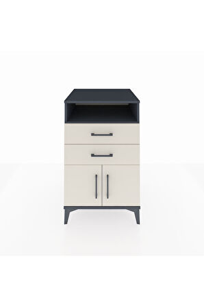 Kronos Komodin Tek Raflı 2 Çekmeceli 2 Kapaklı 60x59x96 Antrasit-Aytaşı