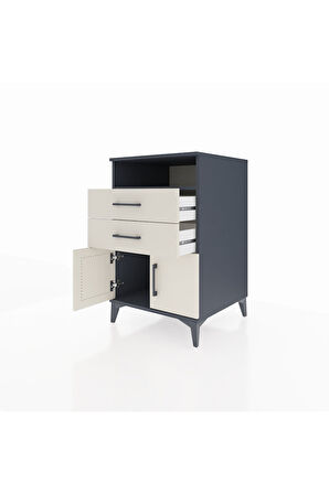 Kronos Komodin Tek Raflı 2 Çekmeceli 2 Kapaklı 60x59x96 Antrasit-Aytaşı