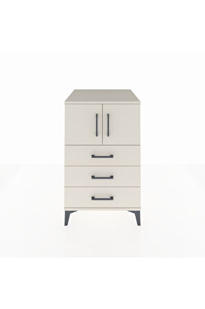 Kronos Komodin Tek Raflı 3 Çekmeceli 2 Kapaklı 60x59x96 Aytaşı-Aytaşı