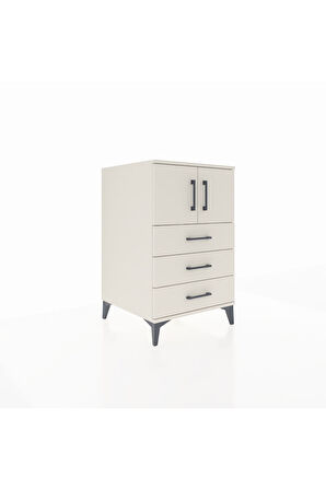 Kronos Komodin Tek Raflı 3 Çekmeceli 2 Kapaklı 60x59x96 Aytaşı-Aytaşı
