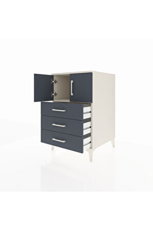 Kronos Komodin Tek Raflı 3 Çekmeceli 2 Kapaklı 60x59x96 Aytaşı-Antrasit