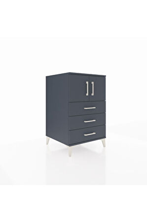 Kronos Komodin Tek Raflı 3 Çekmeceli 2 Kapaklı 60x59x96 Antrasit-Antrasit