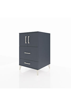 Kronos Komodin Tek Raflı 2 Çekmeceli 2 Kapaklı 60x59x96 Antrasit-Antrasit