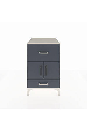 Kronos Komodin Tek Raflı 2 Çekmeceli 2 Kapaklı 60x59x96 Aytaşı-Antrasit