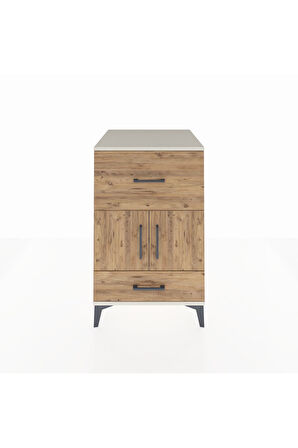 Kronos Komodin Tek Raflı 2 Çekmeceli 2 Kapaklı 60x59x96 Aytaşı-Çam