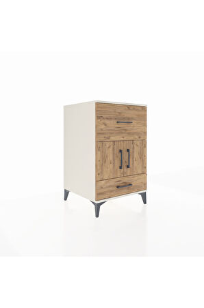 Kronos Komodin Tek Raflı 2 Çekmeceli 2 Kapaklı 60x59x96 Aytaşı-Çam