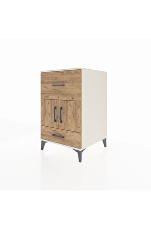 Kronos Komodin Tek Raflı 2 Çekmeceli 2 Kapaklı 60x59x96 Aytaşı-Çam