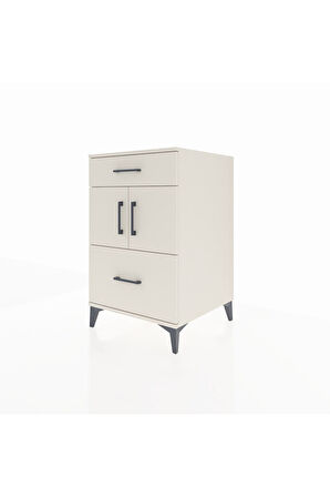 Kronos Komodin Tek Raflı 2 Çekmeceli 2 Kapaklı 60x59x96 Aytaşı-Aytaşı