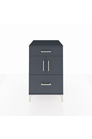 Kronos Komodin Tek Raflı 2 Çekmeceli 2 Kapaklı 60x59x96 Antrasit-Antrasit