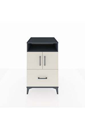 Kronos Komodin 2 Raflı Tek Çekmeceli 2 Kapaklı 60x59x96 Antrasit-Aytaşı