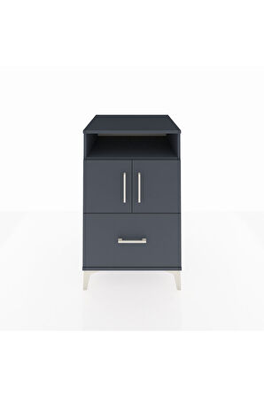 Kronos Komodin 2 Raflı Tek Çekmeceli 2 Kapaklı 60x59x96 Antrasit-Antrasit