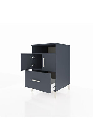 Kronos Komodin 2 Raflı Tek Çekmeceli 2 Kapaklı 60x59x96 Antrasit-Antrasit