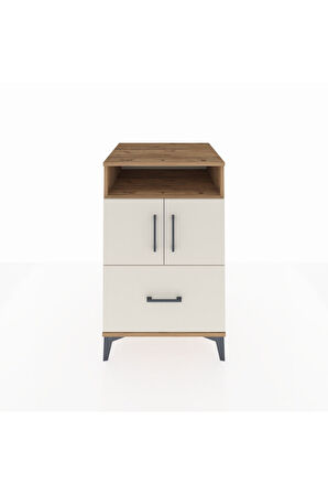 Kronos Komodin 2 Raflı Tek Çekmeceli 2 Kapaklı 60x59x96 Çam-Aytaşı