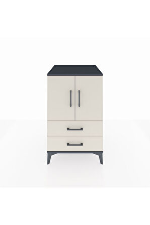 Kronos Komodin 2 Raflı 2 Çekmeceli 2 Kapaklı 60x59x96 Antrasit-Aytaşı