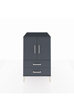 Kronos Komodin 2 Raflı 2 Çekmeceli 2 Kapaklı 60x59x96 Antrasit-Antrasit