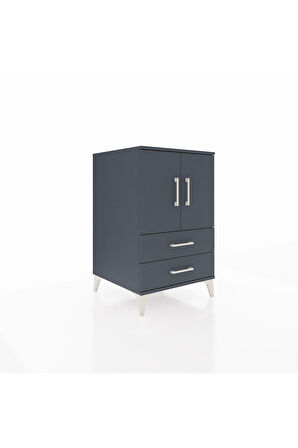 Kronos Komodin 2 Raflı 2 Çekmeceli 2 Kapaklı 60x59x96 Antrasit-Antrasit