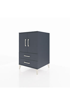 Kronos Komodin 2 Raflı 2 Çekmeceli 2 Kapaklı 60x59x96 Antrasit-Antrasit