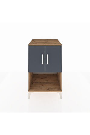 Kronos Komodin 2 Raflı 2 Kapaklı 60x59x96 Çam-Antrasit