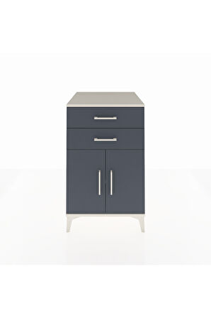 Kronos Komodin Tek Raflı 2 Çekmeceli 2 Kapaklı 60x59x96 Aytaşı-Antrasit