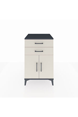 Kronos Komodin Tek Raflı 2 Çekmeceli 2 Kapaklı 60x59x96 Antrasit-Aytaşı