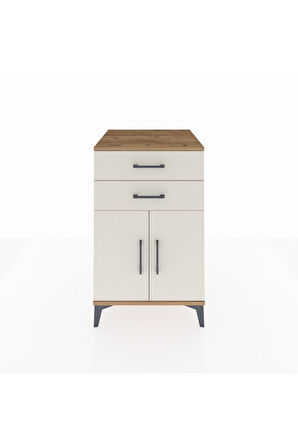 Kronos Komodin Tek Raflı 2 Çekmeceli 2 Kapaklı 60x59x96 Çam-Aytaşı