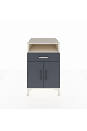 Kronos Komodin 2 Raflı Tek Çekmeceli 2 Kapaklı 60x59x96 Aytaşı-Antrasit