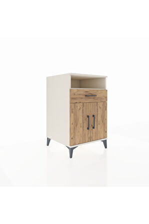 Kronos Komodin 2 Raflı Tek Çekmeceli 2 Kapaklı 60x59x96 Aytaşı-Çam